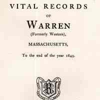 Vital records of Warren, Massachusetts to the end of the year 1849.