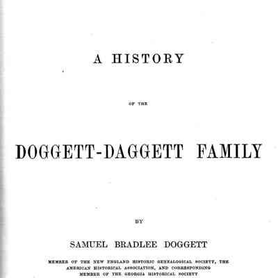 A History of the Doggett-Daggett Family