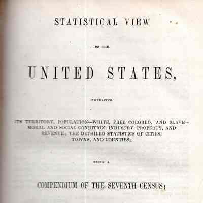 Statistical view of the United States, embracing its territory, population-white, free colored, and slave-moral and social condition, industry, property, and revenue; the detailed statistics of cities, towns, and countries; being a compendium of the seventh census, beginning with 1790, in comparative tables, with explanatory and illustrative notes, based upon the schedules and other official sources of information.