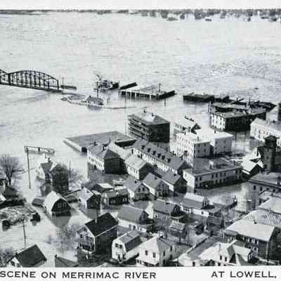 1936 Flood Lowell, MA Merrimac River Scene