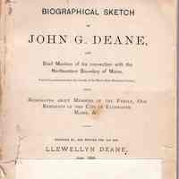 Biographical sketch of John G. Deane: and brief mention of his connection with the northeastern boundary of Maine