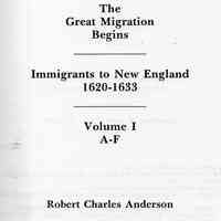 The great migration begins; immigrants to New England, 1634-1635