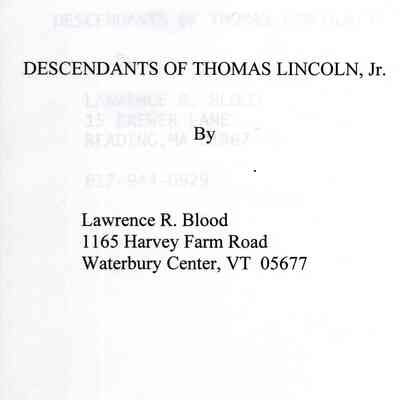Descendants of Thomas Lincoln, Jr