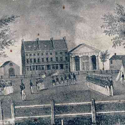 Taunton - Taunton Green - Illustrations - Cohannet Rifle Corps Drill on the Green - 1837