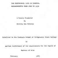 The Portuguese life in Taunton, Massachusetts From 1860 to 1930