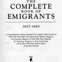 The complete book of emigrants; 1607-1660