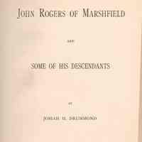 John Rogers of Marshfield and Some of His Descendants