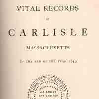 Vital records of Carlisle, Massachusetts to the end of the year 1849.