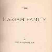 Genealogies. The Hassam family. The Hilton family. The Cheever family.