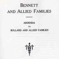 Bennett and allied families; addenda to Bullard and allied families