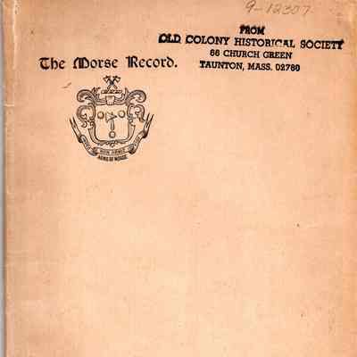 The Morse Record: A History of the Proceedings of the Morse Society in Annual Meeting, December 4, 1895