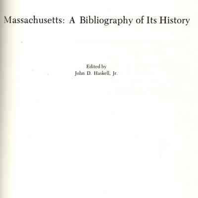 Massachusetts: a bibliography of its history