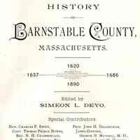 History of Barnstable County, Massachusetts. 1620 - 1637 - 1686 - 1890