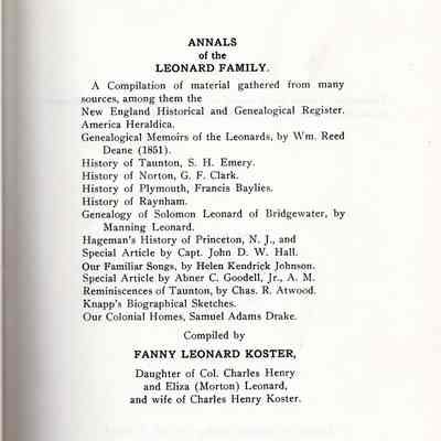 Annals of the Leonard Family