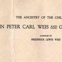 The ancestry of the children of John Peter Carl Weis and Georgina Lewis