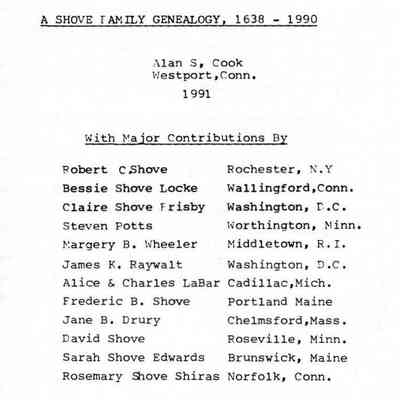 A Shove Family Genealogy, 1638-1990