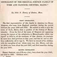 Genealogy of the original Simpson family of York and Hancock Counties, Maine