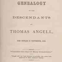 Genealogy of the descendants of Thomas Angell: who settled in Providence, 1636