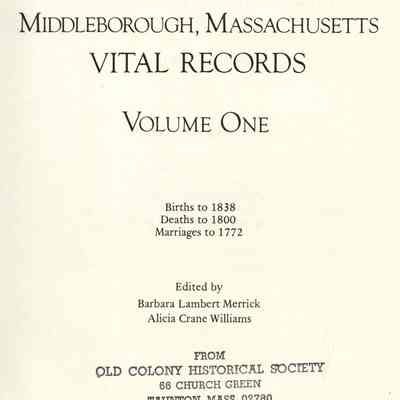 Middleborough, Massachusetts, Vital Records