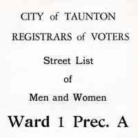 City of Taunton: Resgistrars of Voters Street List of Men and Women