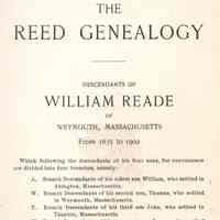 The Reed genealogy: descendants of William Reade of Weymouth, Massachusetts, from 1635 to 1902