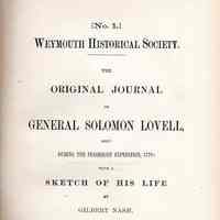 The Original Journal of General Solomon Lovell : Kept During the Penobscot Expedition 1779