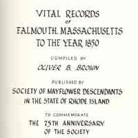 Vital Records of Falmouth, Massachusetts, to the year 1850