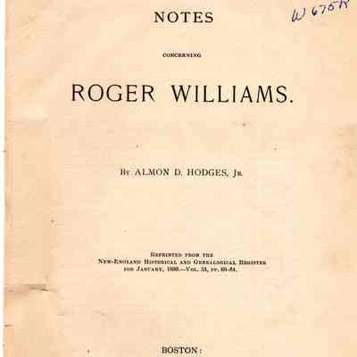 Notes Concerning Roger Williams