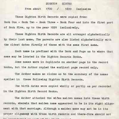 Vital Records of Dighton, Massachusetts