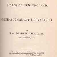 The Halls of New England. Genealogical and biographical.