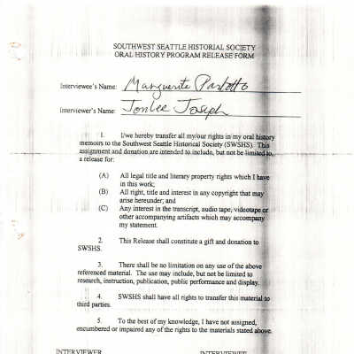 Marguerite Parlotto  -oral Release Form