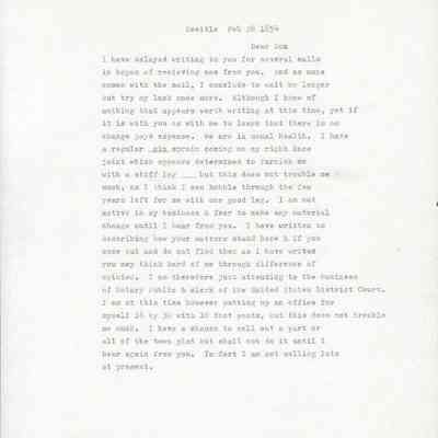 Transcript of Doc Maynard Letter dated February 26, 1854