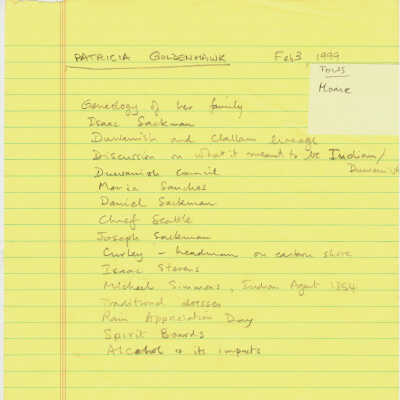 Patricia Goldenhawk - Notes