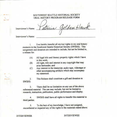 Patricia Goldenhawk - Release Form