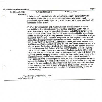 Patricia Goldenhawk audio transcript