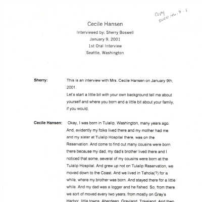 Cecile Hansen oral history