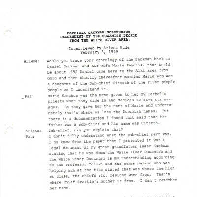 Patricia Sackman Goldenhawk - Interview Feb 3, 1999