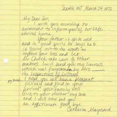 Transcript of Catherine Maynard Letter dated March 24, 1872
