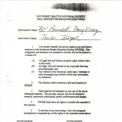 Doug Viney And Bill Ransdell - Oral History Release Form