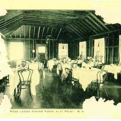 Postcard of the Rose Lodge dining room