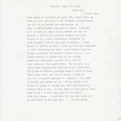 Transcript of Doc Maynard Letter dated June 16, 1854