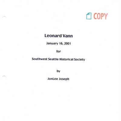 Leonard Vann Oral History