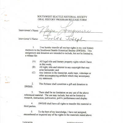 Neysa Longmire - Oral History Release Form