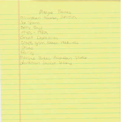 Maxyne Barnes - Notes
