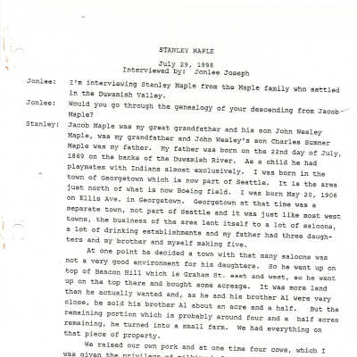 Stanley Maple interview