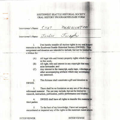 Chet Blackinton -release Form