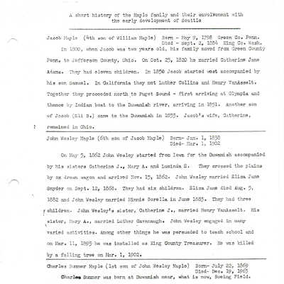 Maple Family - Short History