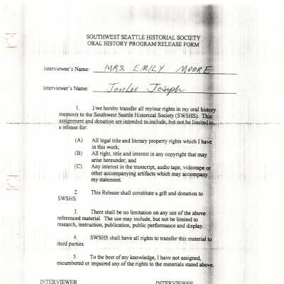 Emily Moore - Oral History Release Form