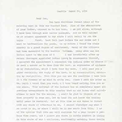 Transcript of Doc Maynard Letter dated March 3, 1856