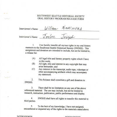 William Nishimura - Oral Release Form